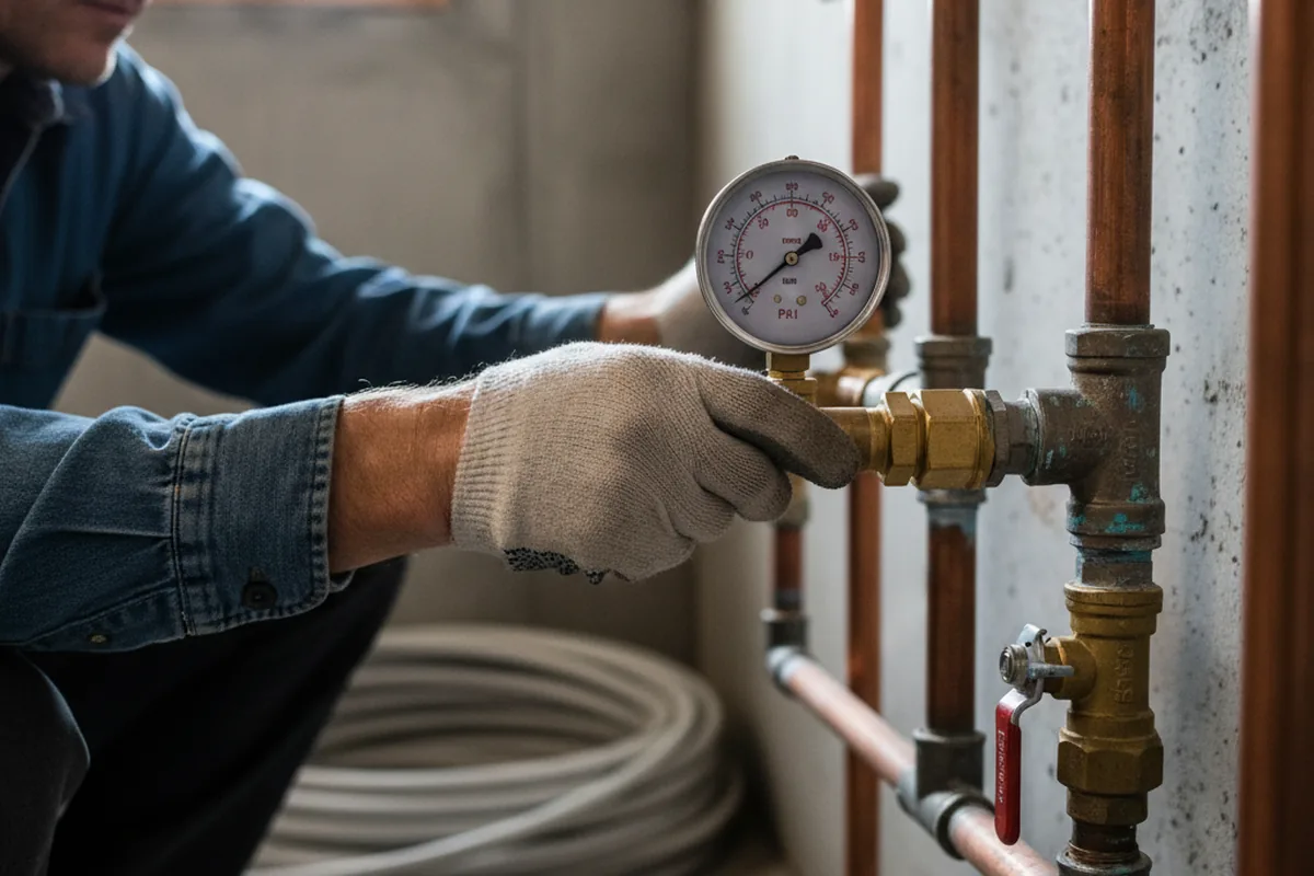 Pressure testing a repaired line during Water Line Repair in Painesville